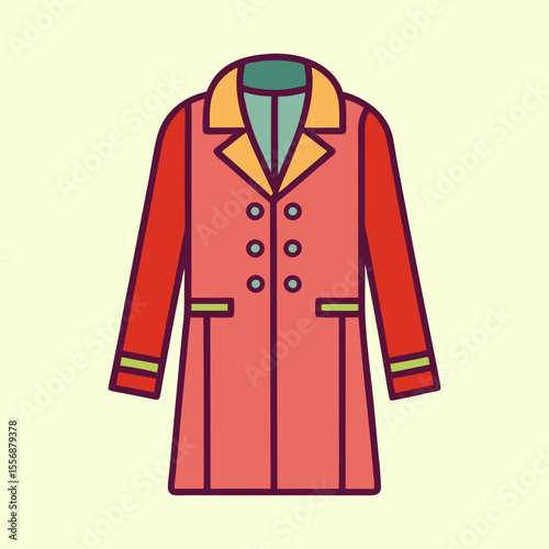 Stylized illustration of a classic long coat with double breasted design