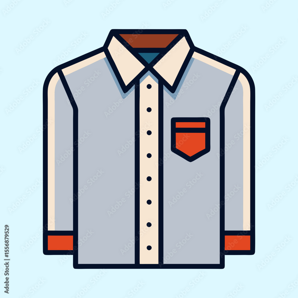 Illustration of a long sleeve shirt with a chest pocket design Illustration of a long sleeve shirt with a chest pocket design
