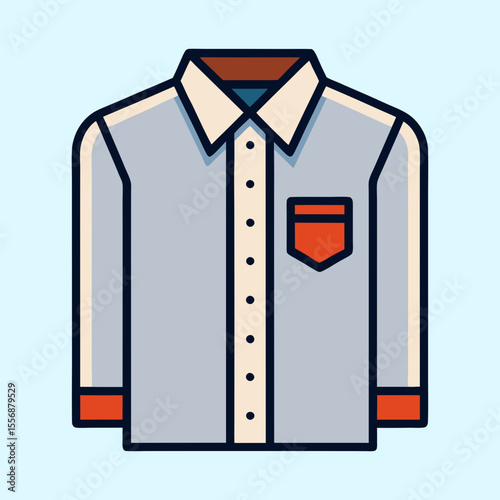 Illustration of a long sleeve shirt with a chest pocket design