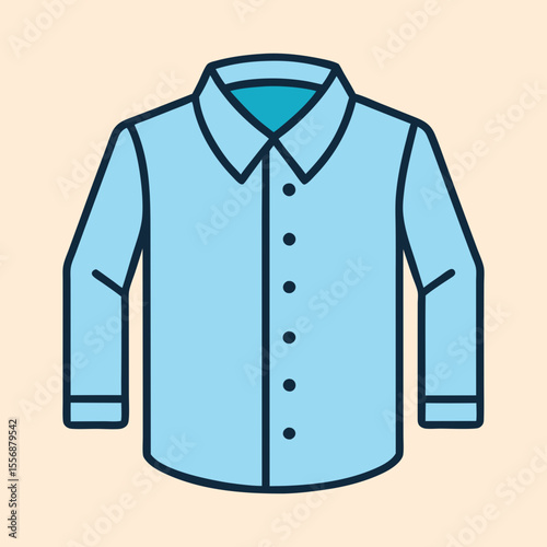 Stylized vector illustration of a blue long sleeve button down shirt