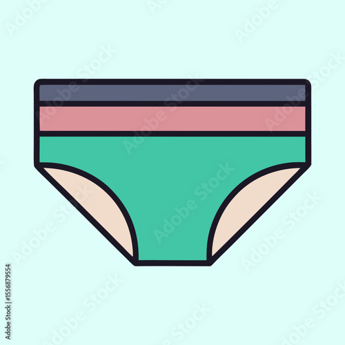 Colorful Underwear Illustration on Pale Background Depicting Female Lingerie Apparel