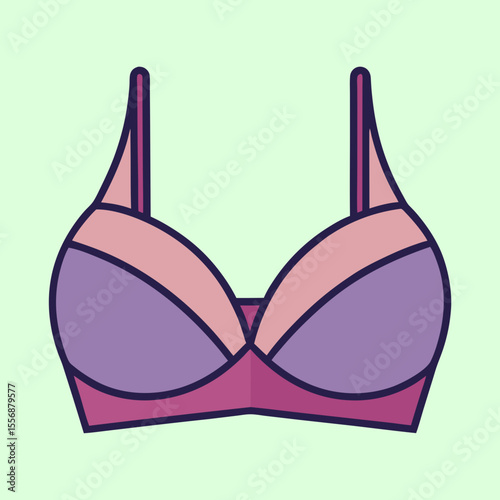 Stylish and comfortable light purple bra vector illustration with dark outlines
