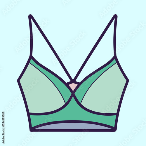 Vector illustration of a trendy bralette with cross straps in pastel tones