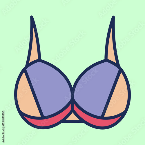 Minimalist bra illustration with pastel colors and dark outlines creating a simple design
