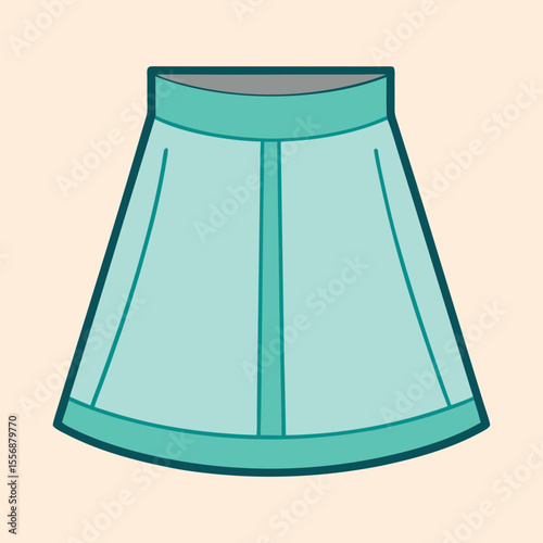 Illustration of a stylized Aline skirt with front panel detail