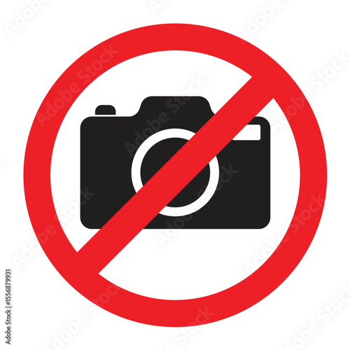 No photography video prohibited forbidden area sign, No photo no video recording set silhouette icon, camera icon, No recording or taking pictures sign, Prohibiting the use of cameras or phones