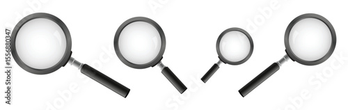 Search icon vector. Magnifying glass with Transparent Background. Magnifier, big tool instrument. Magnifier loupe search.