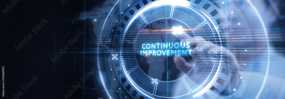 Obraz premium Business, technology, internet and network concept. Virtual screen of the future and sees the inscription: Continuous improvement.