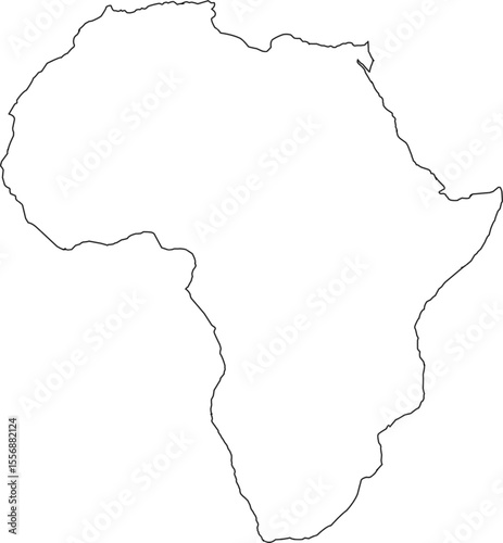 outline of Africa continental, African continent without country boundaries or labels