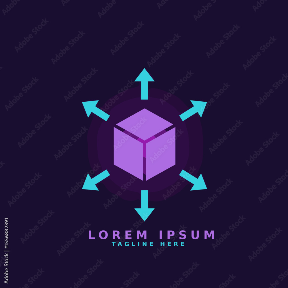 Fototapeta premium Cube with Arrows Vector Icon