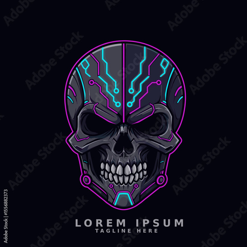Futuristic Skull Vector Logo