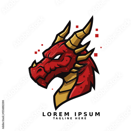 Red Dragon Vector Logo Facing Left