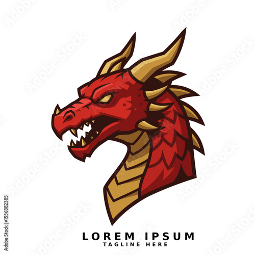 Red Dragon Head Vector Logo