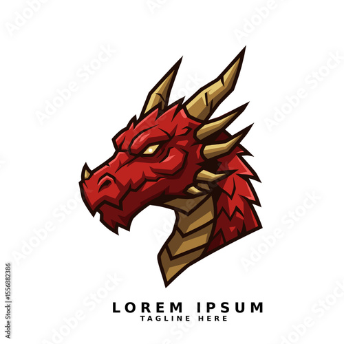 Red Dragon Vector Logo Facing Right
