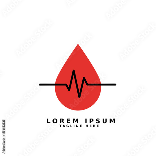 Blood drop heartbeat medical logo