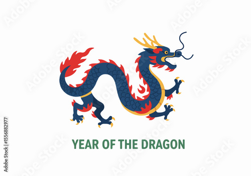 Stylized Chinese Dragon Illustration for Year of the Dragon Celebration