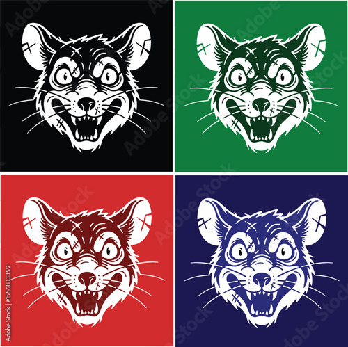 Enraged Rat Head Illustration Pack