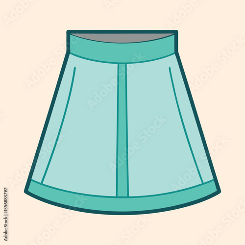 Illustration of a stylized Aline skirt with front panel detail