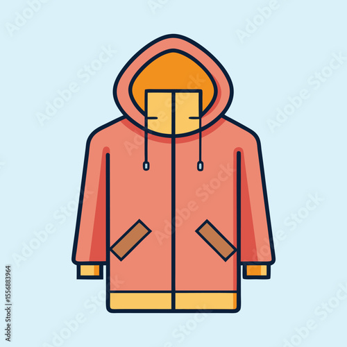 Illustration of a hooded jacket suitable for various weather conditions