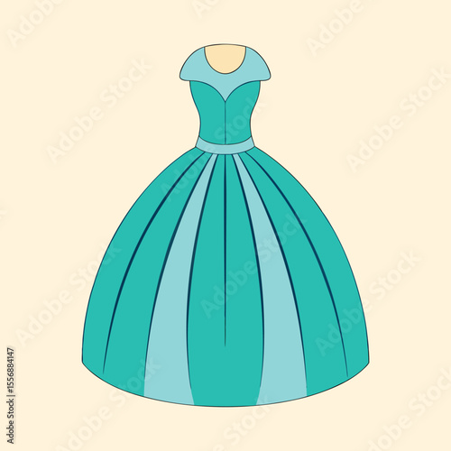 Elegant Turquoise Ball Gown with Full Skirt and Modest Cap Sleeves