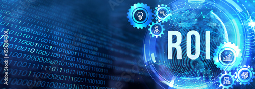ROI Return on investment financial growth concept. Business, Technology, Internet and network concept. 3d illustration