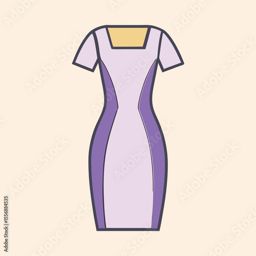 A stylish lavender sheath dress with short sleeves and defined silhouette