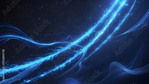 Blue glowing plasma curves in space abstract illustration