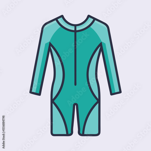 Teal wetsuit for swimming, surfing, diving and watersports activities icon