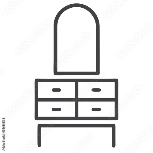 Bedroom Dresser Icon for Interior Design Applications, Furniture Retail Websites, Home Organization Tools and Room Planning Software