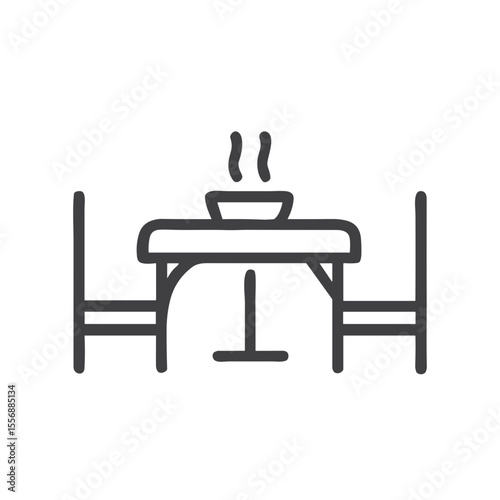 Dining Table Icon for Kitchen Design Apps, Restaurant Layout Software, Interior Planning Tools and Home Furnishing Websites