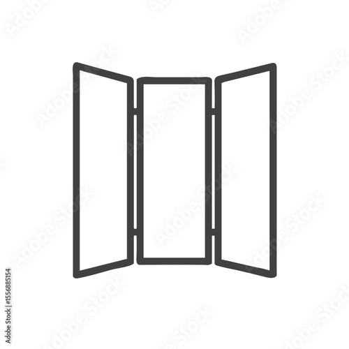 Folding Screen Room Divider Icon for Interior Design Tools, Home Decor Applications, Privacy Solution Resources and Space Planning Software