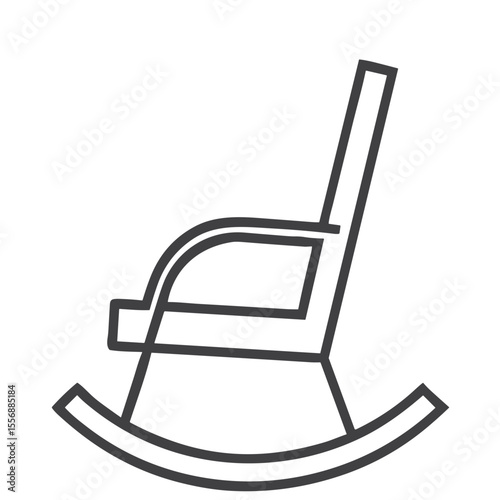Simple Rocking Chair Icon for Nursery Websites, Home Comfort Apps, Vintage Furniture Catalogs and Retirement Content