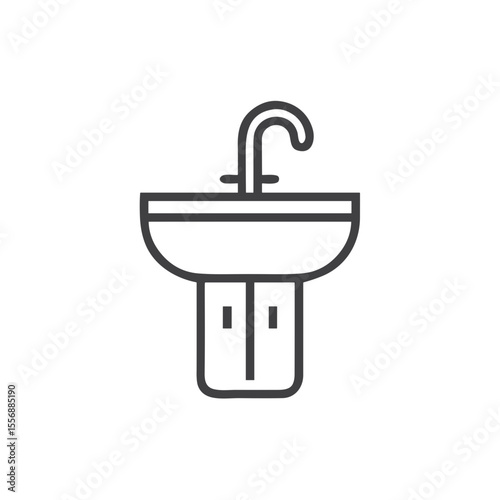 Bathroom Sink Icon for Interior Design Apps, Plumbing Websites, Bathroom Renovation Graphics and Home Improvement Content