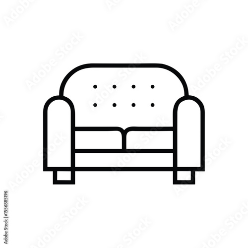Simple Sofa Icon for Interior Design Apps, Furniture Websites, Living Room Planning and Home Decor Content