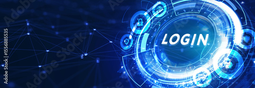 Concept of login. Business, Technology, Internet and network concept. 3d illustration