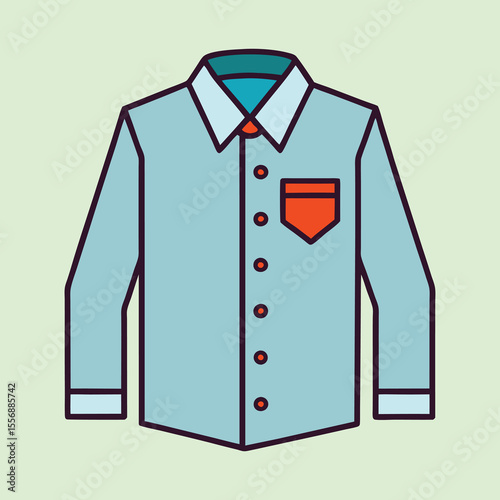 Illustration of a long sleeved dress shirt with pocket and buttons