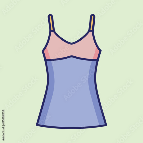 Simple cartoon illustration of a ladies camisole with thin straps on a green background