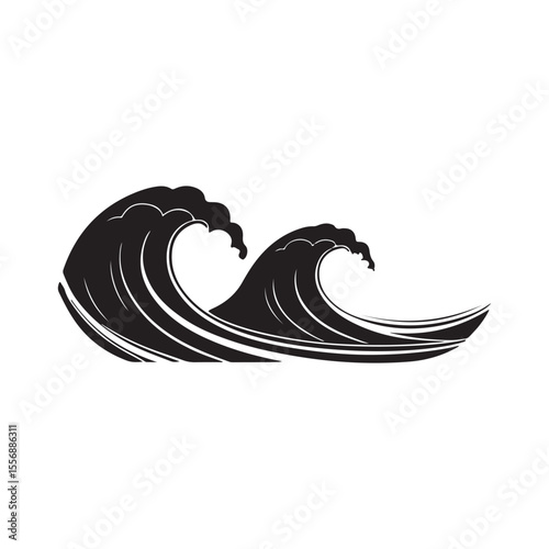 wave icon logo silhouette Black isolated on white background
