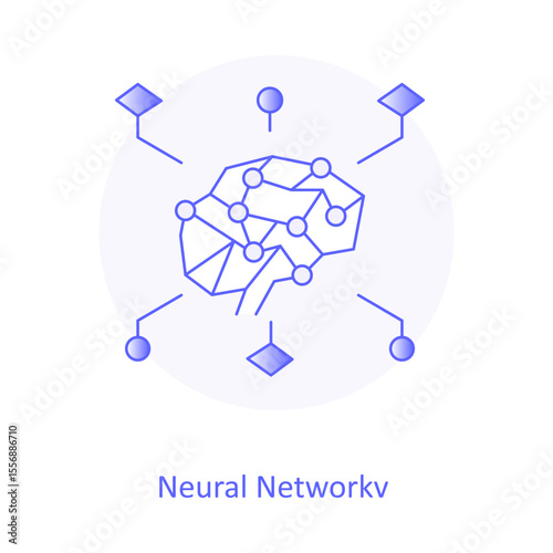 Neural Network Icon, AI Neural Design, Machine Intelligence, Brain Network, Smart System, Data Pattern Recognition, Deep Learning Web, Neural Brain Icon