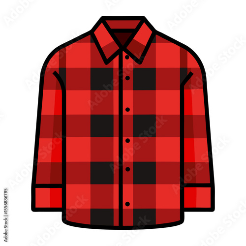 Flat red check shirt icon vector illustration design