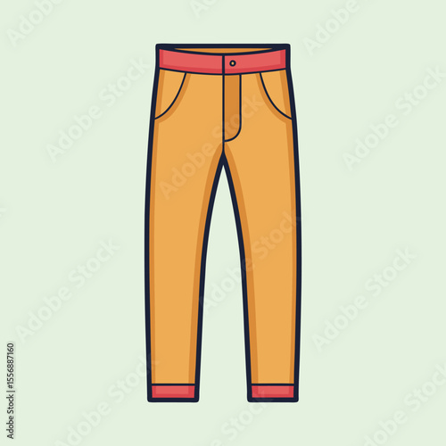 Illustration of a stylish pair of orange pants with red accents