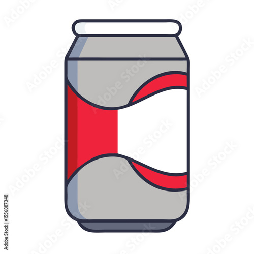 Soda can in flat design with red and gray colors  