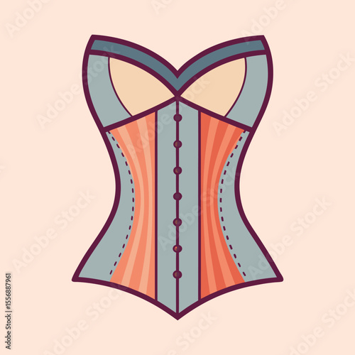 Fashionable corset illustration in pastel colors with simple and stylish design