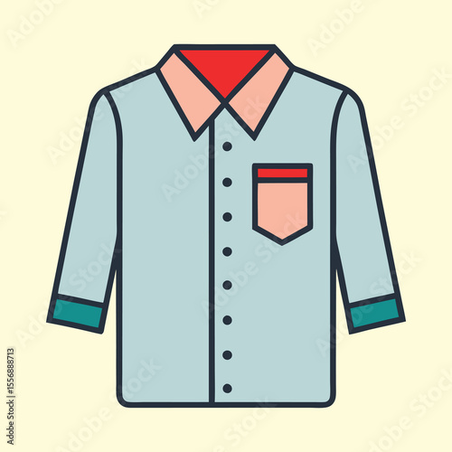 Stylish Blue Button Down Shirt with Contrasting Accents and Relaxed Fit
