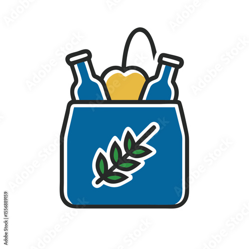 Tote bag with bottles and a lemon symbolizing freshness  