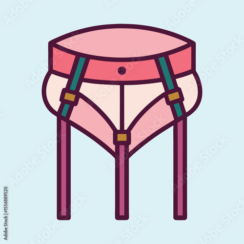 Colorful cartoon depiction of garter belt and stockings with a playful feel