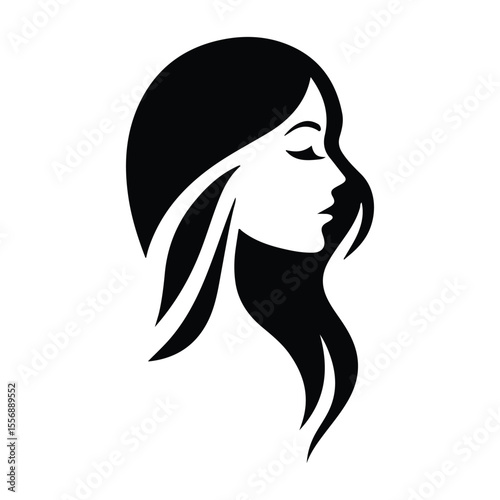 beauty woman logo silhouette color and stroke vector, female icon, woman Face logo