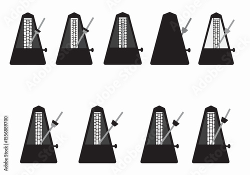Set of classic metronomes illustrating musical rhythm and tempo control for practice and performance.