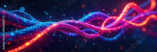 Intertwining Vibrant Electric Cables A Dazzling Display of Color and Energy Against a Dark Background, Representing Technological Power and Innovation.