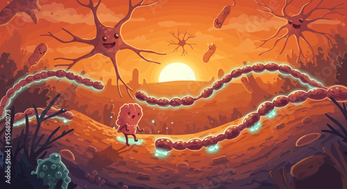 Cartoon Nervous System Illustration: A Colorful Journey through the Human Body